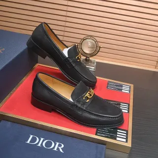Dior Horsebit 1955 黑色皮革金色马衔扣乐福鞋