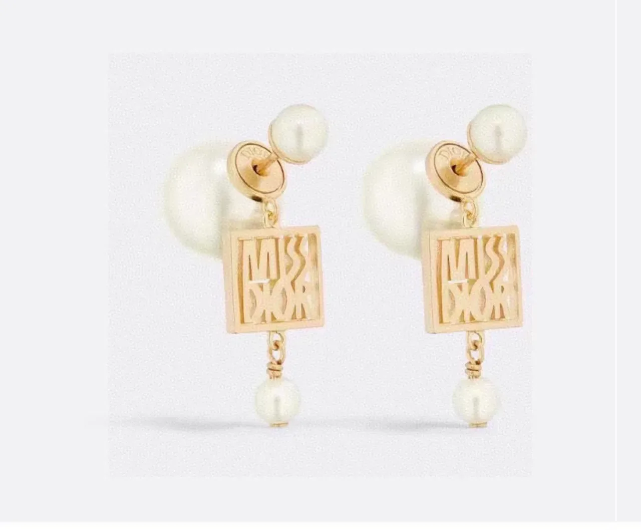 Dior Miss Gold White Chain Square Cutout Pendant Necklace 8