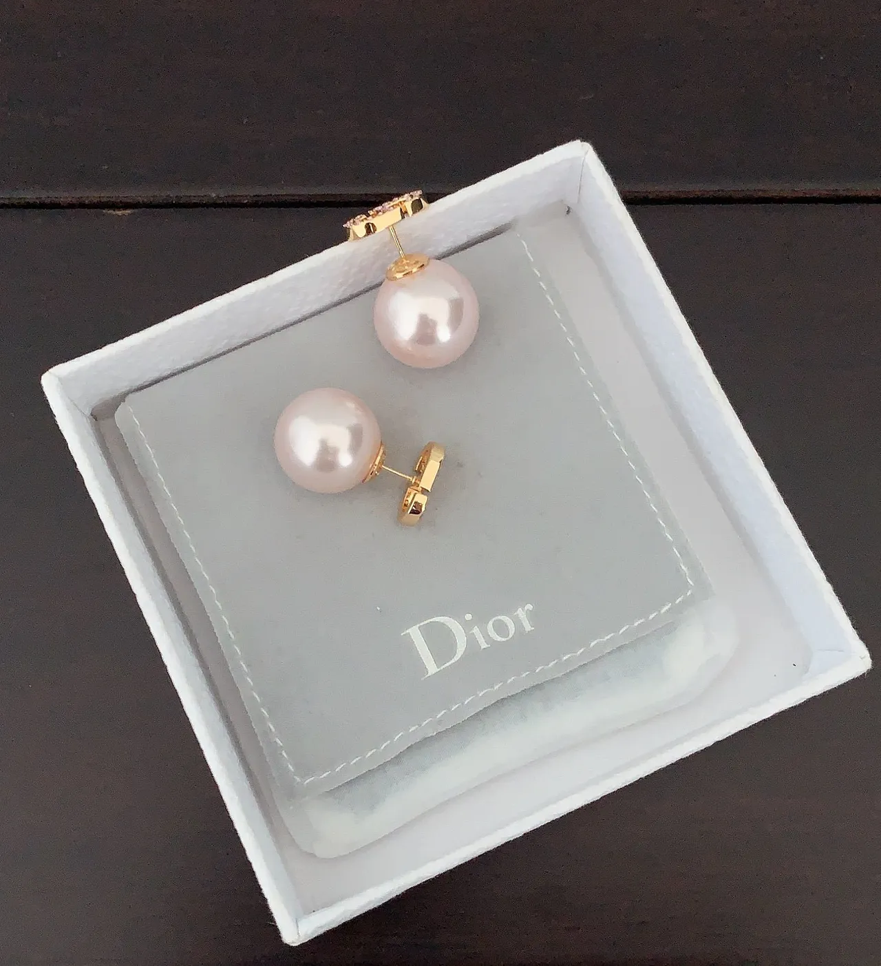 Dior Pink Gold Pearl-Based Pavé-Set Crystals Earrings 2