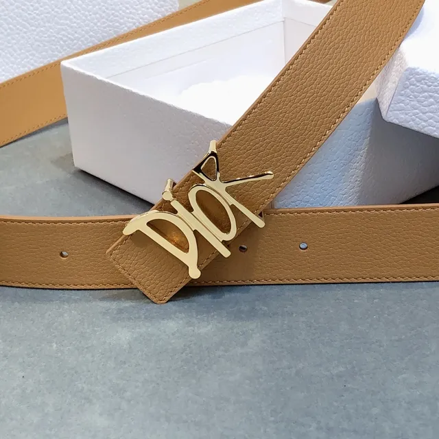 Dior Script Logo Tan Leather Belt 3