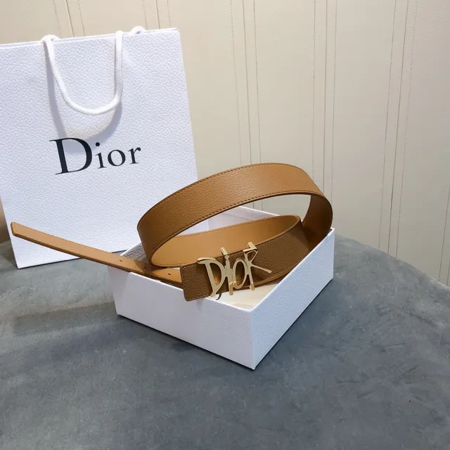 Dior Script Logo Tan Leather Belt 6