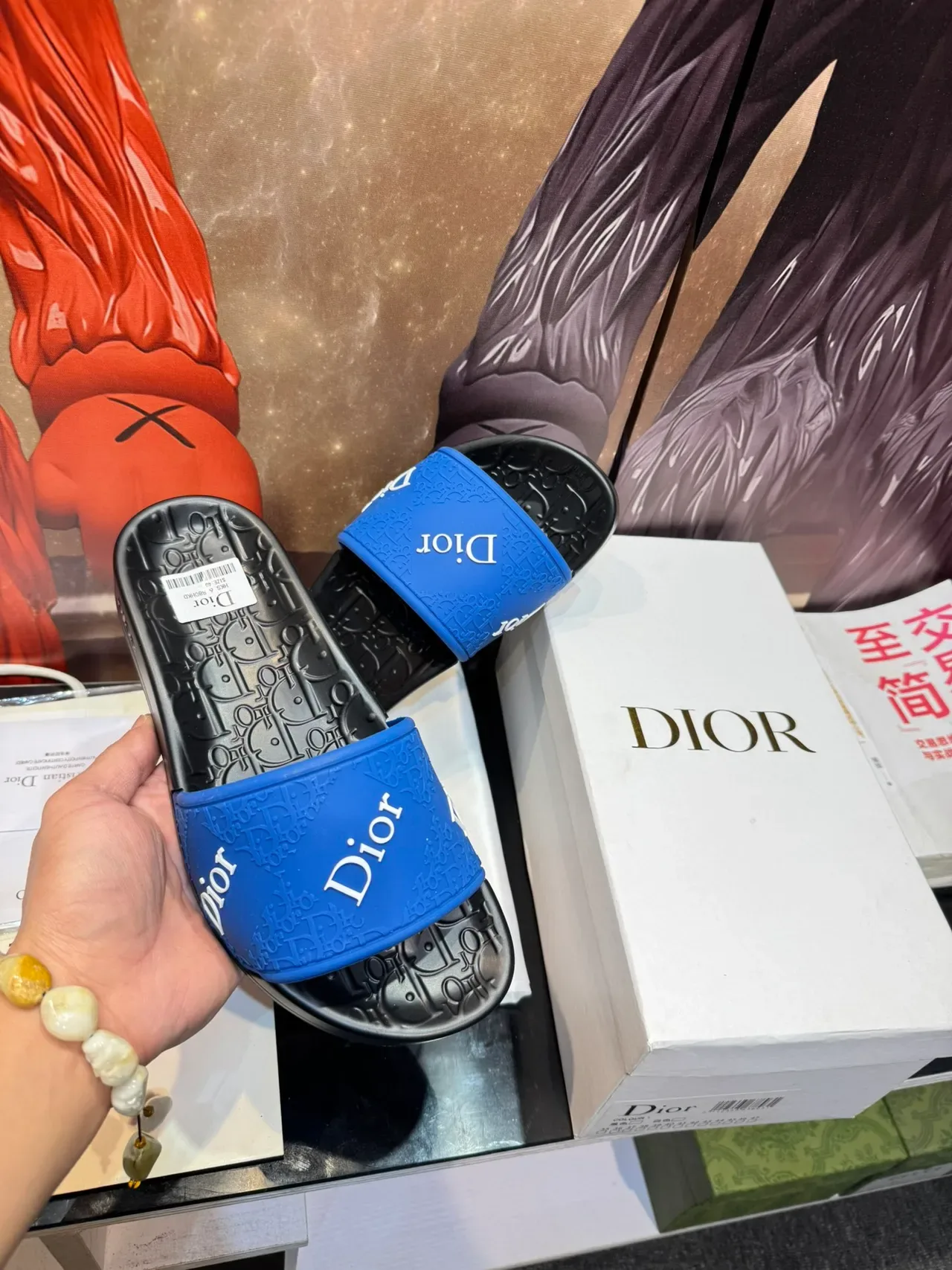 Dior Slide Black Multicolor Molded Rubber Sole Embossed Oblique Monogram Slippers 11