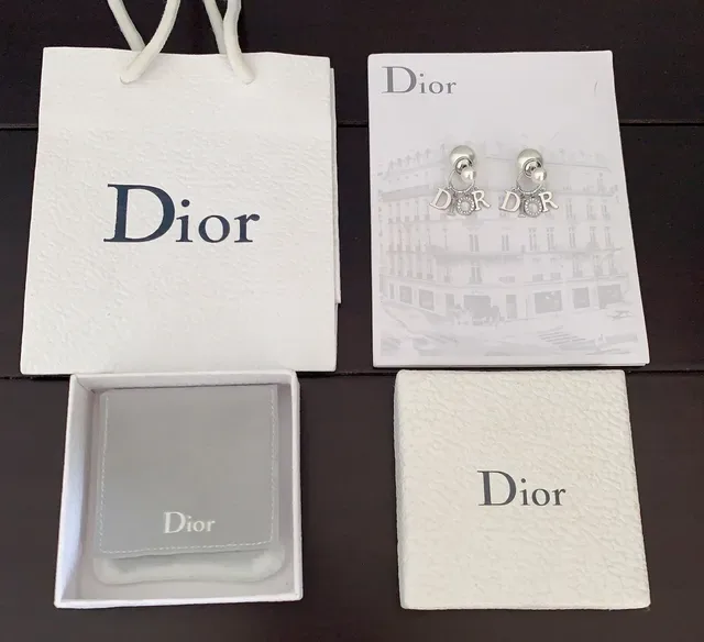Dior أقراط أبيض فضي لؤلؤ قطرة شعار جاذب 3