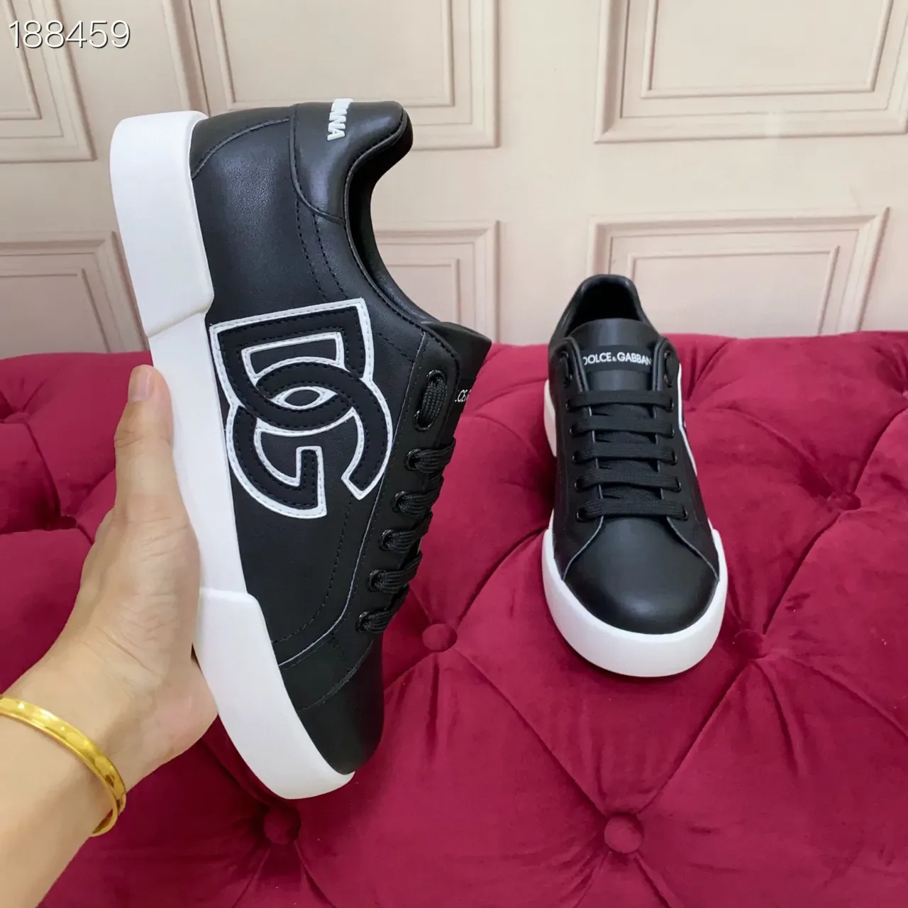 Dolce & Gabbana Black White Leather Upper Oversized DG Monogram Lifestyle Sneakers 5