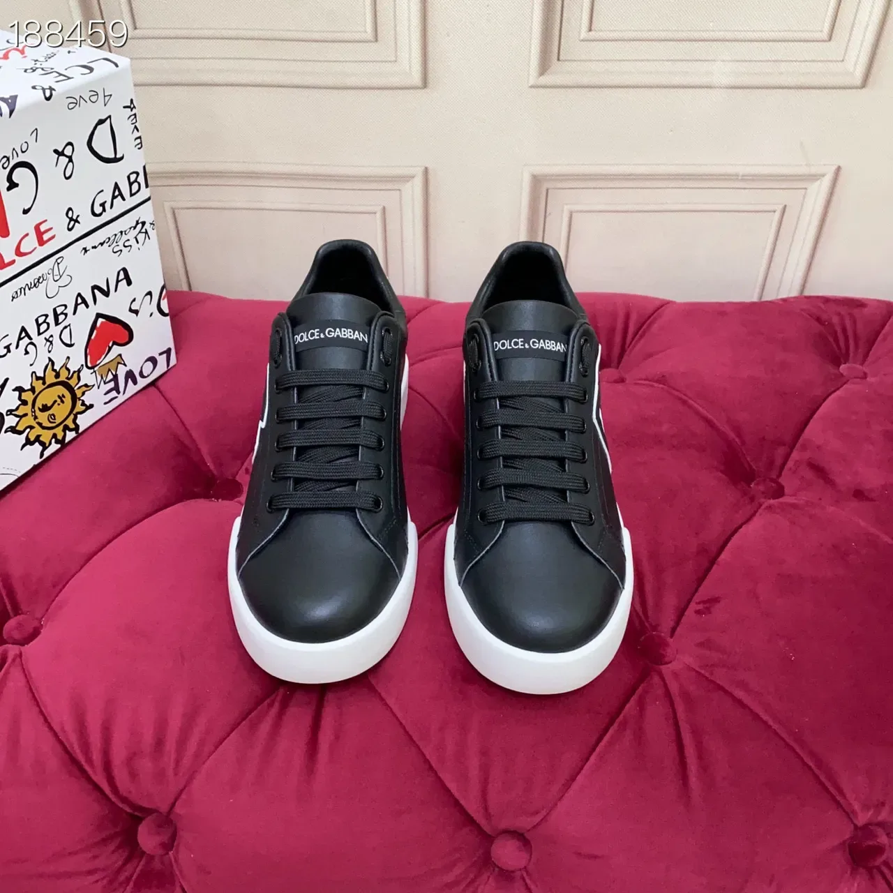 Dolce & Gabbana Black White Leather Upper Oversized DG Monogram Lifestyle Sneakers 7