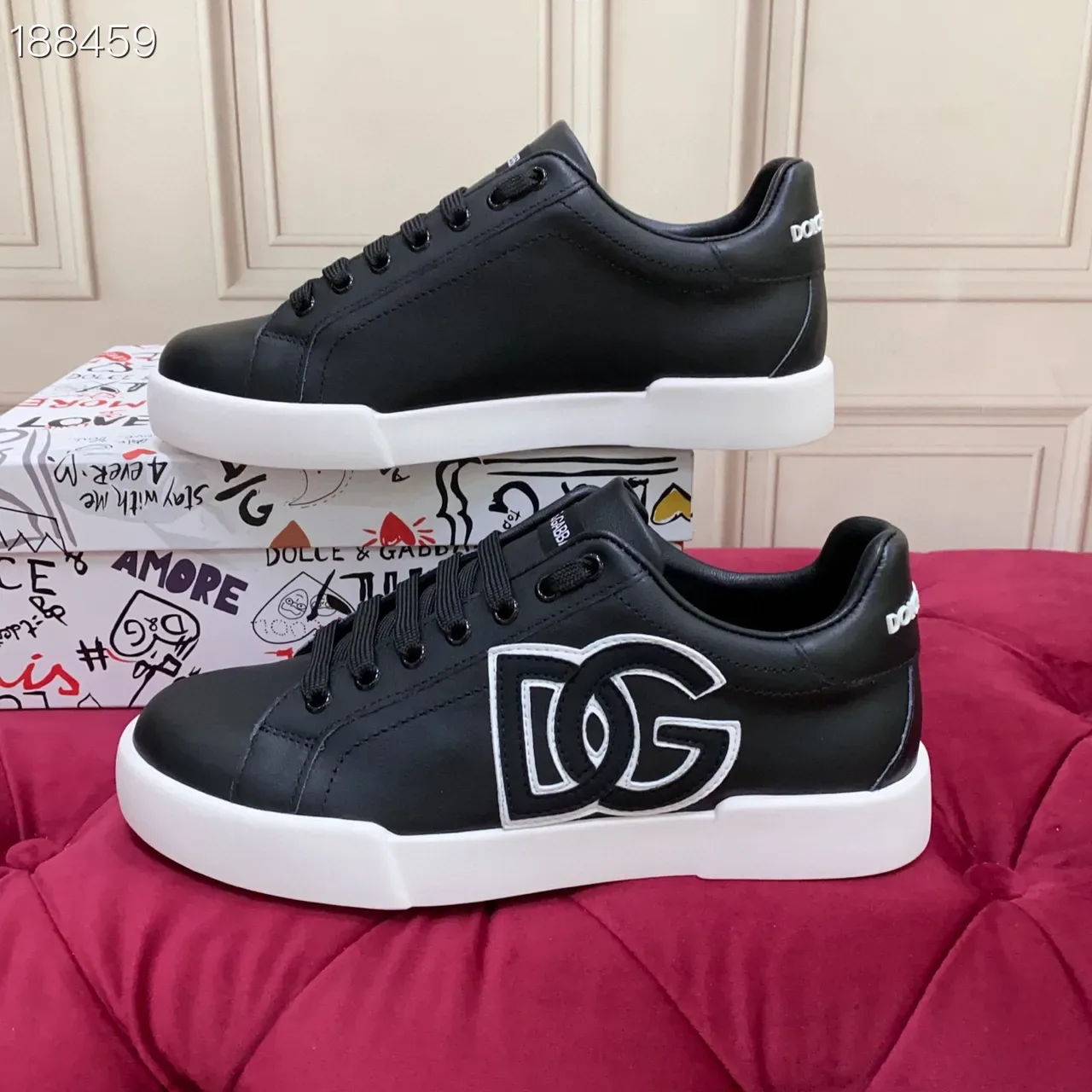 Dolce & Gabbana Black White Leather Upper Oversized DG Monogram Lifestyle Sneakers 8
