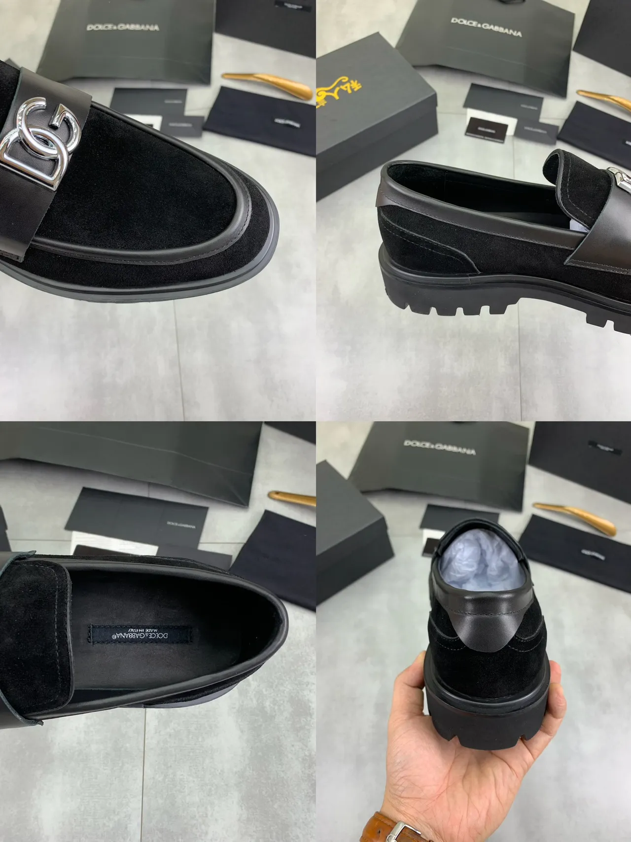 Dolce & Gabbana DG Loafer 黑色麂皮革 带 凸跟鞋底 乐福鞋 2