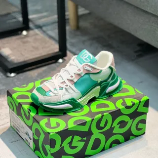Dolce & Gabbana NS1 Vert Blanc Semelle Sculptée Upper Multi-Panel Bloqué en Couleur Baskets Chunky