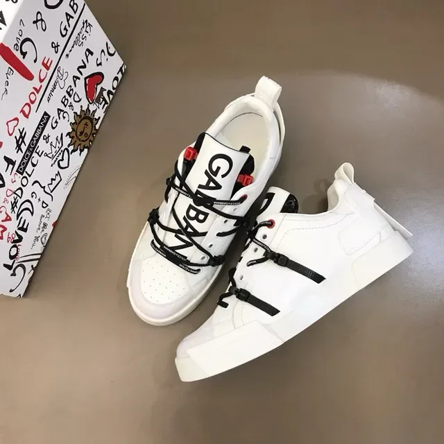 Dolce & Gabbana Blanc Noir Similicuir Tige Sangle Hardware Lifestyle Sneakers 2