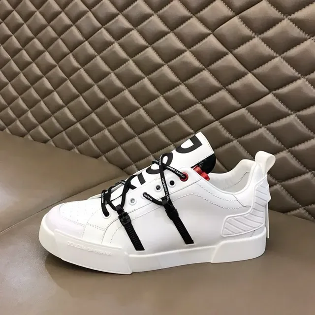 Dolce & Gabbana Blanc Noir Similicuir Tige Sangle Hardware Lifestyle Sneakers 7