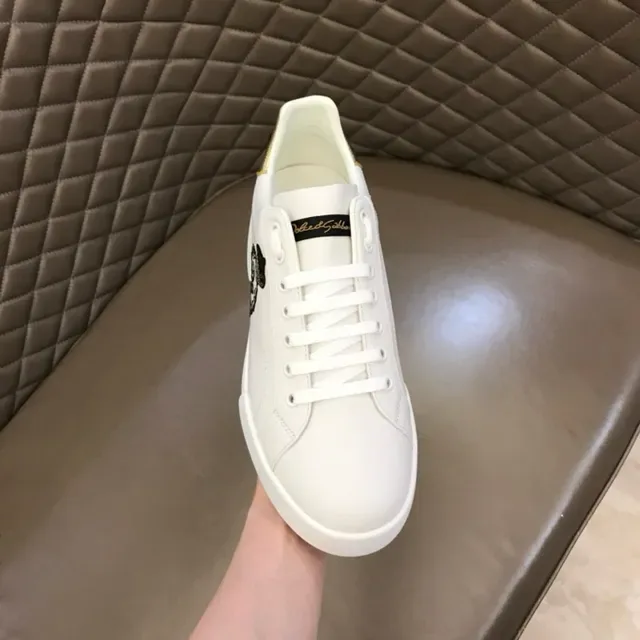 Dolce & Gabbana Or Blanc Cuir Supérieur Étiquette Talon Métallique Sneakers Lifestyle 5