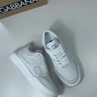 Dolce & Gabbana সাদা ধূসর চামড়া প্ল্যাটফর্ম সোল লাইফস্টাইল স্নিকার্স