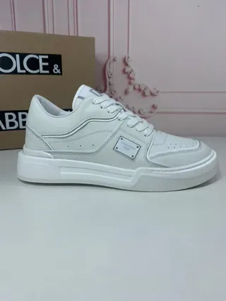 Dolce & Gabbana White Gray Leather Platform Sole Lifestyle Sneakers 3