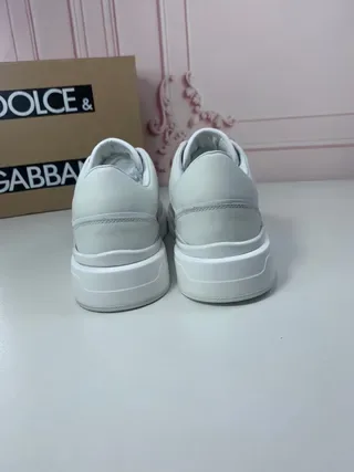 Dolce & Gabbana White Gray Leather Platform Sole Lifestyle Sneakers 5