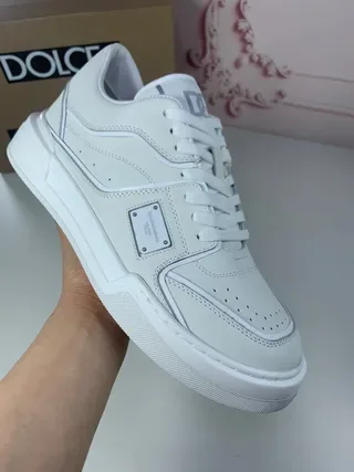 Dolce & Gabbana White Gray Leather Platform Sole Lifestyle Sneakers 7