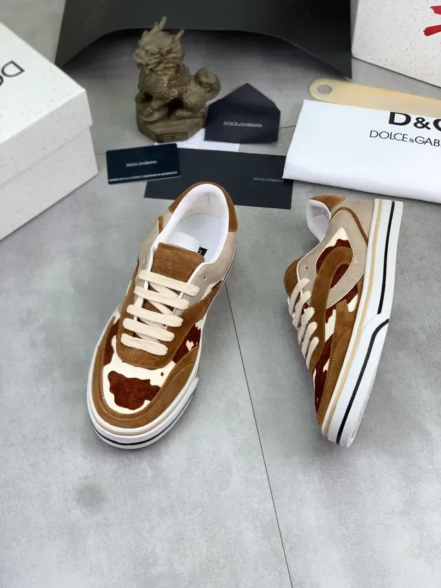 Dolce & Gabbana Basket à plateforme en daim motif vache 2