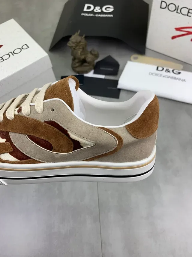 Dolce & Gabbana Basket à plateforme en daim motif vache 4