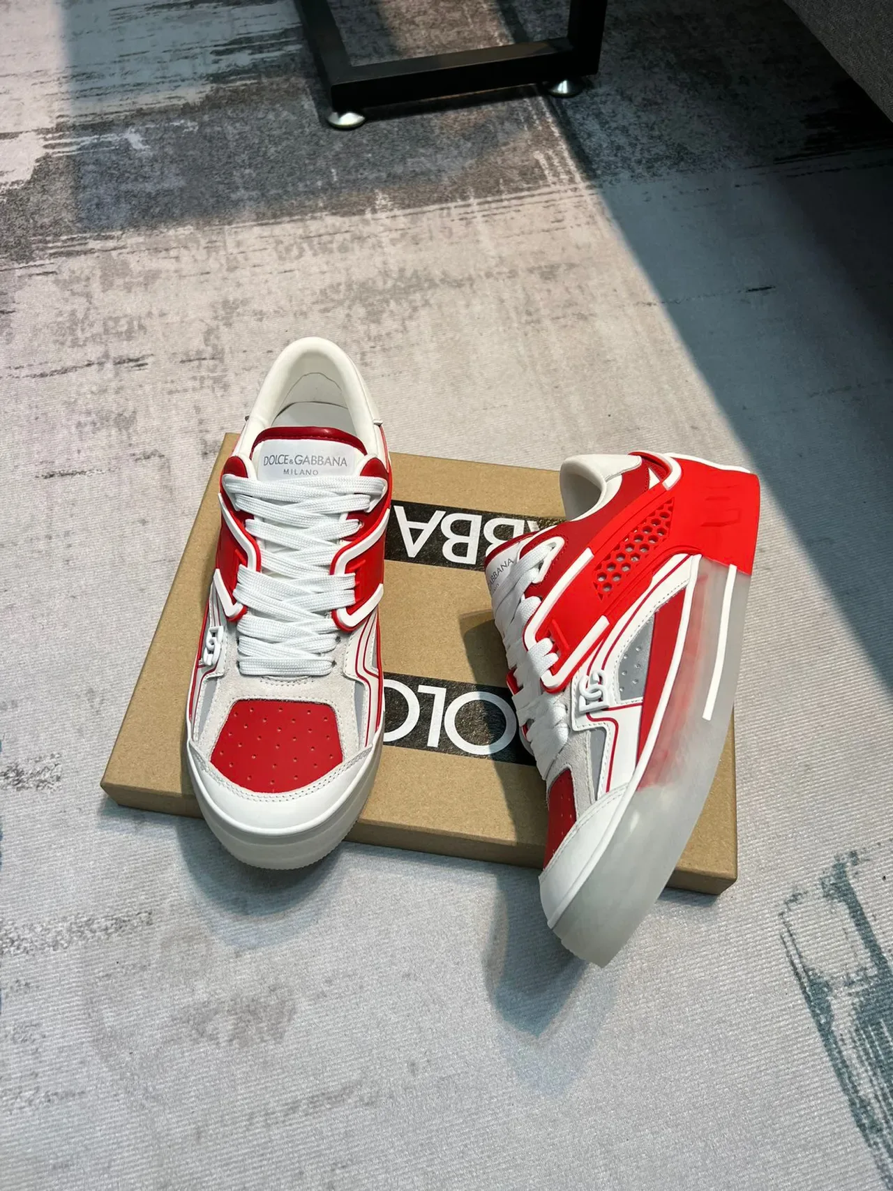 Dolce & Gabbana NS1 Red White Gray Lifestyle Sneakers 3