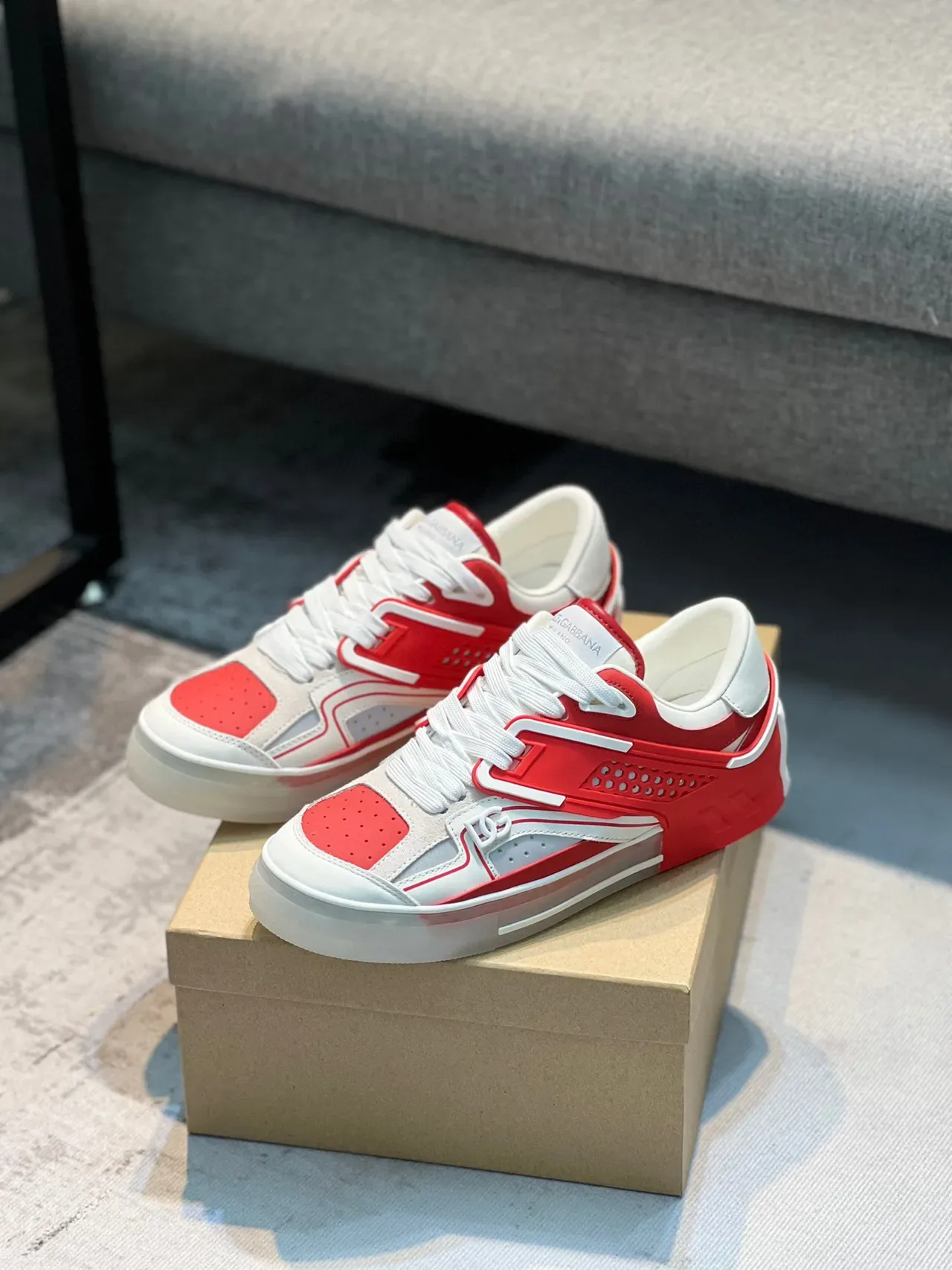 Dolce & Gabbana NS1 Red White Gray Lifestyle Sneakers 7