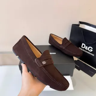 Dolce & Gabbana Penny Loafer 棕米色 麂皮上身 带扣 乐福鞋