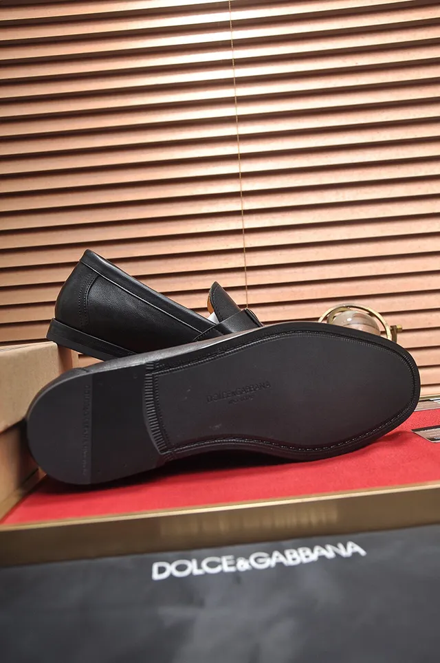 Dolce & Gabbana Portofino 黑色米色皮革 DG Logo Buckle Loafer 4