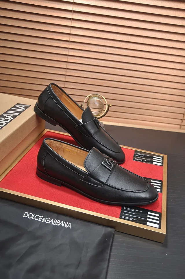 Dolce & Gabbana Portofino 黑色米色皮革 DG Logo Buckle Loafer 5