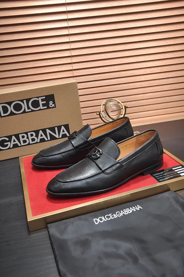 Dolce & Gabbana Portofino 黑色米色皮革 DG Logo Buckle Loafer 8