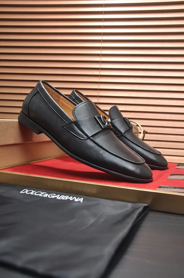 Dolce & Gabbana Portofino 黑色米色皮革 DG Logo Buckle Loafer 9