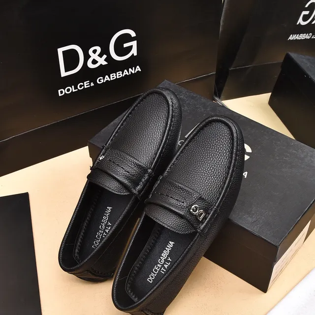 Dolce & Gabbana Portofino Black Pebbled Leather Loafers 3