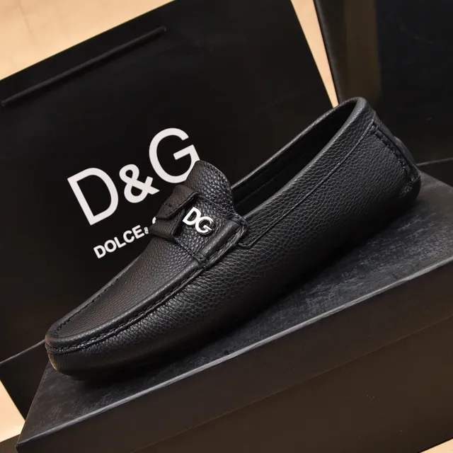 Dolce & Gabbana Portofino Black Pebbled Leather Loafers 5