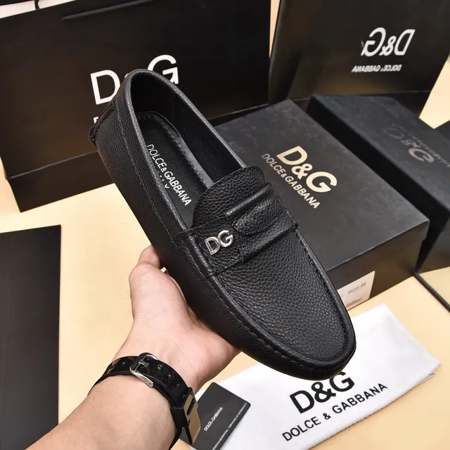 Dolce & Gabbana Portofino Black Pebbled Leather Loafers 6