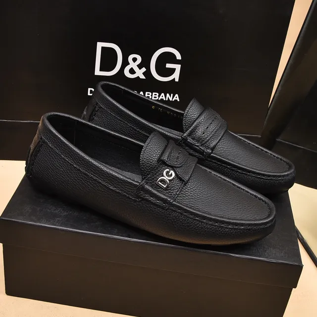 Dolce & Gabbana Portofino Black Pebbled Leather Loafers 8