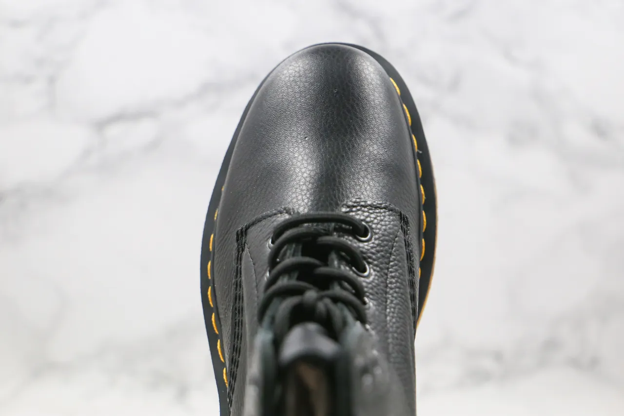 Dr. Martens 1460 黑色粒面皮革 黄色缝线 马丁靴 4