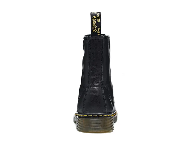 Dr. Martens 1460 Bottes Martin en cuir noir lisse à couture jaune 3