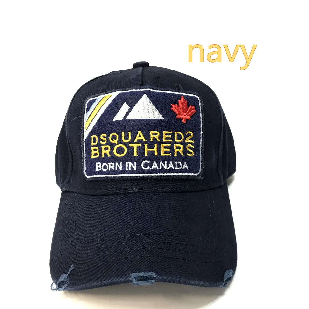 Dsquared2 Brothers 红色海军 破损帽沿 刺绣补丁 棒球帽 3