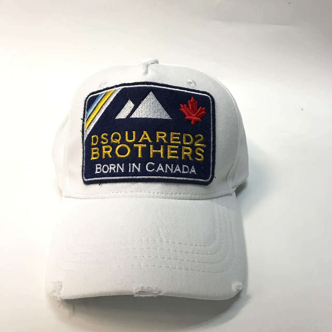 Dsquared2 Brothers 红色海军 破损帽沿 刺绣补丁 棒球帽 4