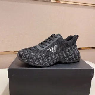 Emporio Armani Knit Monogram Eagle Logo Black Lifestyle Sneakers