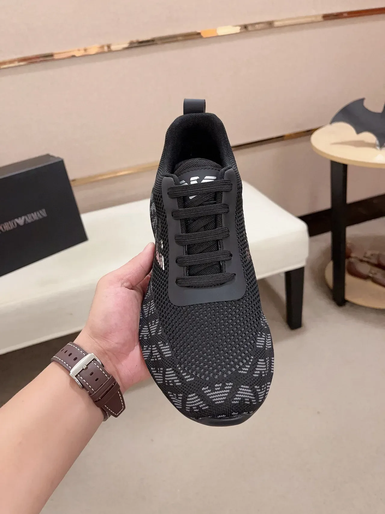 Emporio Armani Sneakers Lifestyle Preto Knit Monograma Águia 2
