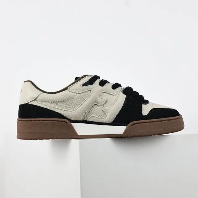 Fendi Beige Noir Cuir Et Daim Motif Embossé Côté Lifestyle Sneakers 7