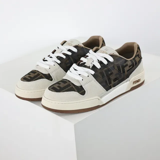 Zapatillas Fendi Beige Marrón Low-Top de Suede y Tela con Monograma 2