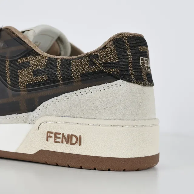 Zapatillas Fendi Beige Marrón Low-Top de Suede y Tela con Monograma 4