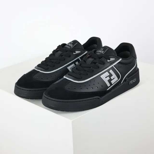 Fendi أسود FF Logo مثقوب أسلوب الحياة سنيكرز 2