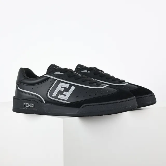 Fendi أسود FF Logo مثقوب أسلوب الحياة سنيكرز 3