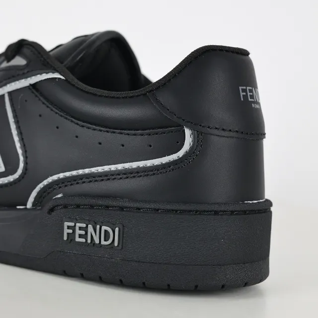 Fendi أسود FF Logo مثقوب أسلوب الحياة سنيكرز 4