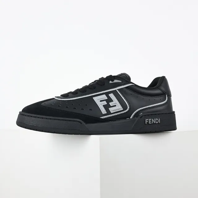 Fendi أسود FF Logo مثقوب أسلوب الحياة سنيكرز 9