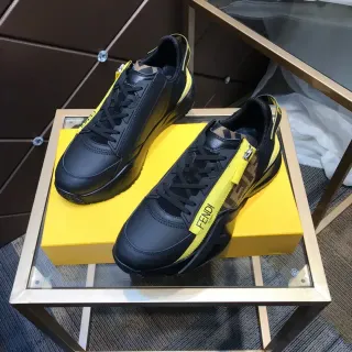 Fendi 黑色 黄色 厚底 侧拉链 休闲鞋