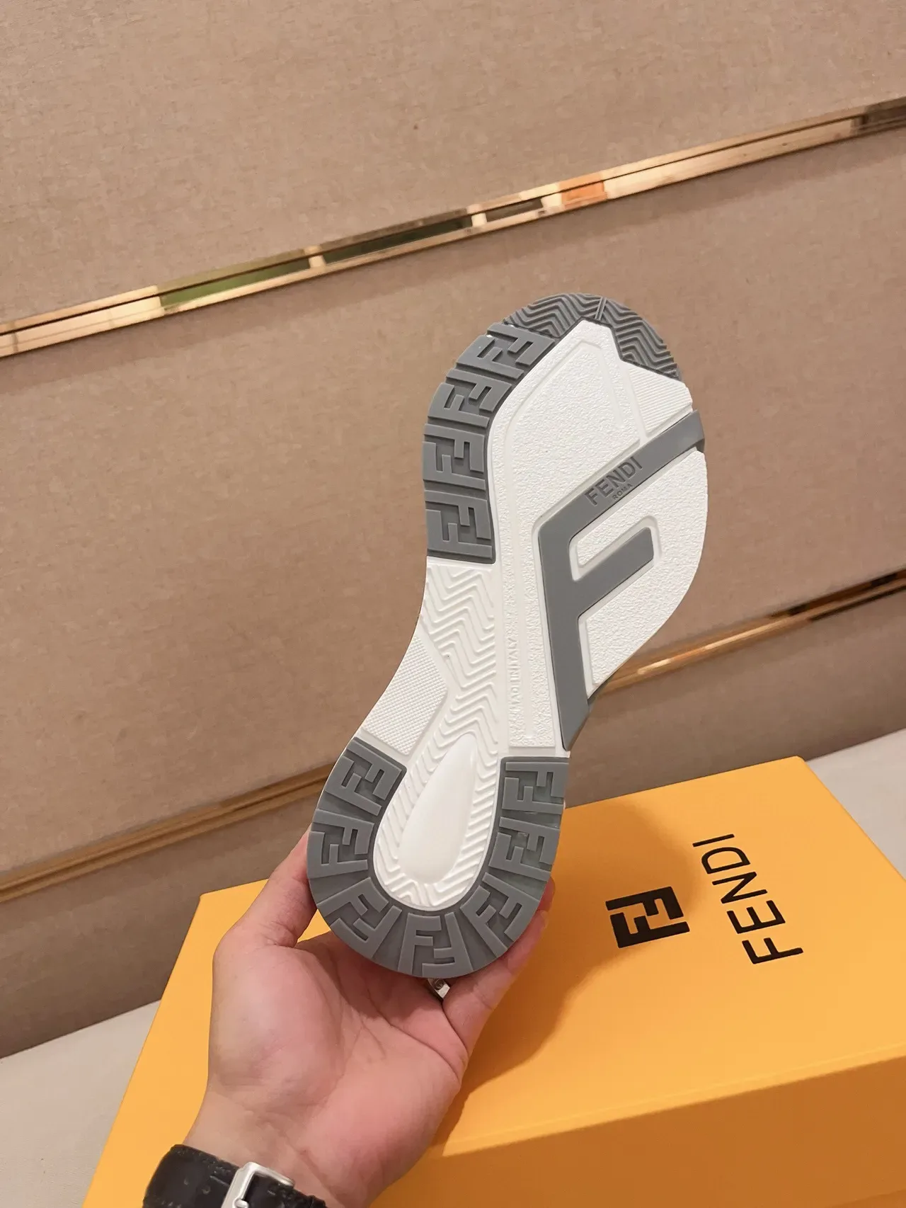 Fendi Brown Navy Chunky Platform Sole Multi-Panel Suede-Mesh Construction Lifestyle Sneakers 3
