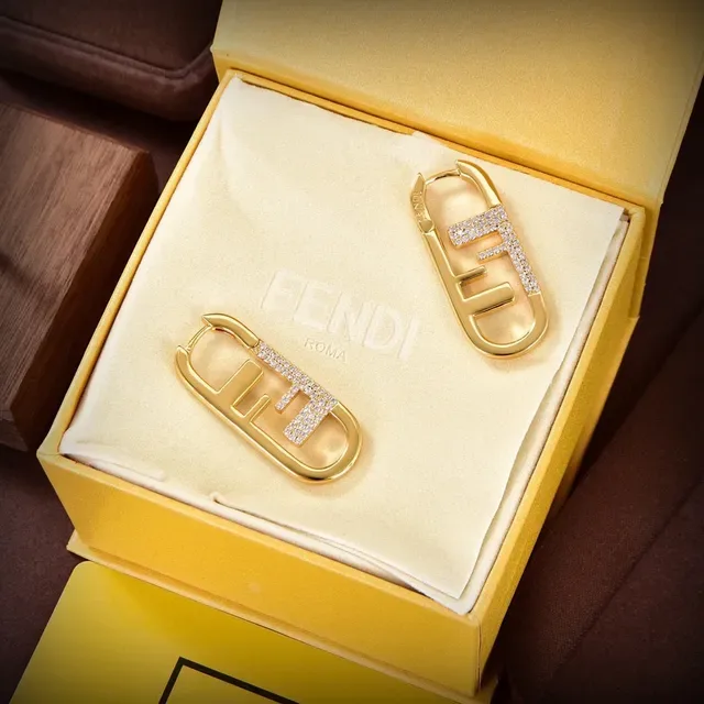 Fendi FF Logo Crystal-Pavé Brincos de aro em ouro 2