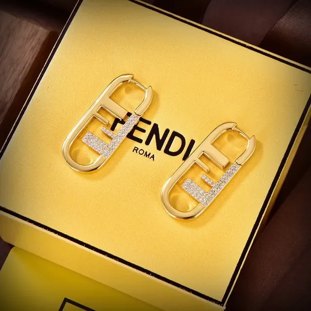Fendi FF Logo Crystal-Pavé Brincos de aro em ouro 3