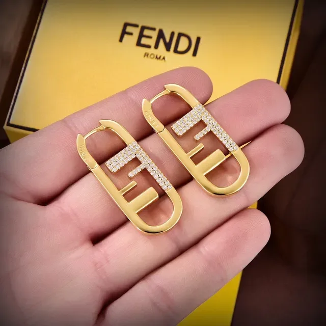 Fendi FF Logo Crystal-Pavé Brincos de aro em ouro 5
